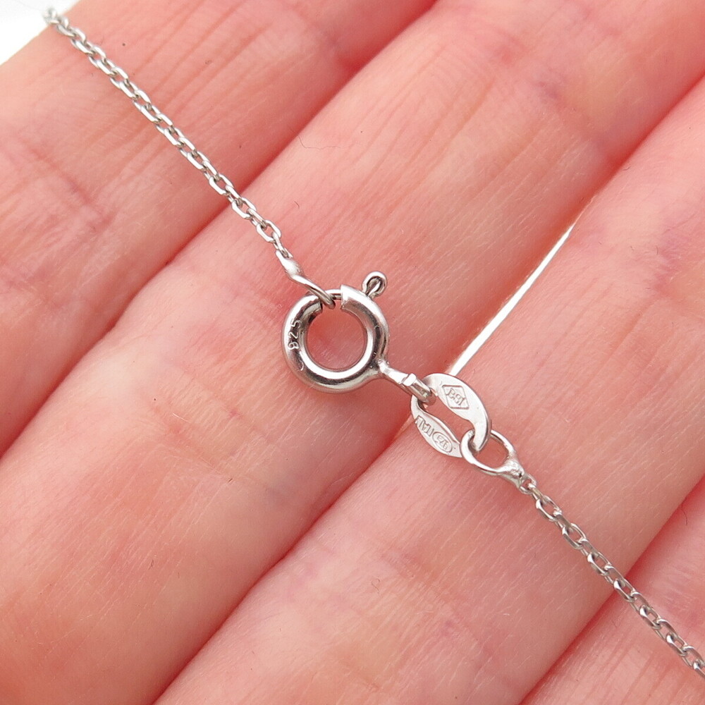 925 Sterling Silver Italy Round-Cut C Z Puffy Heart Cable Chain Necklace 16" - Picture 7 of 9